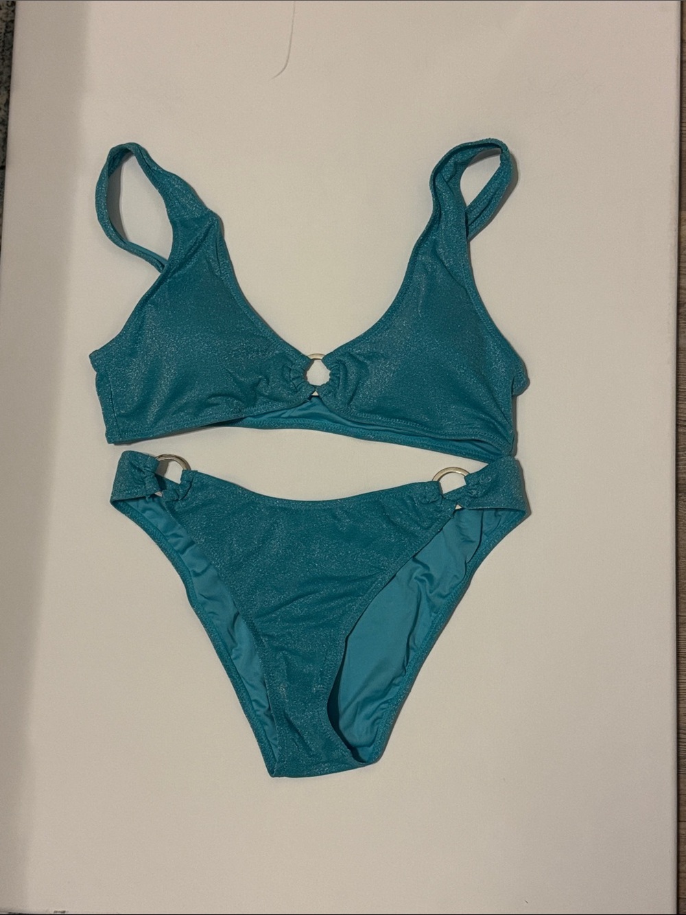 Kendall & Kylie Teal Ring-Accent Women's Bikini Set
